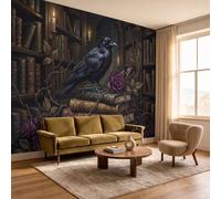 DLERFLOVR Wallpaper Murals Gothic Raven Ancient Book 400x280cm 3D Art Photo Wallpaper, HD Print Wall Mural Dark Romance Giant Poster for Living Room Bedroom Backdrop Wall Decor