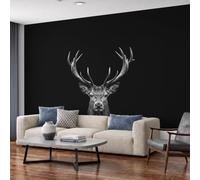 DLERFLOVR Wallpaper Murals Male Deer Head Special 450x315cm 3D Art Photo Wallpaper, HD Print Wall Mural Nordic Industrial Style Giant Poster for Living Room Bedroom Backdrop Wall Decor