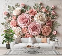 DLERFLOVR Wallpaper Murals Rose 200x140cm 3D Art Photo Wallpaper, HD Print Wall Mural 3D Relief Flowers Giant Poster for Living Room Bedroom Backdrop Wall Decor