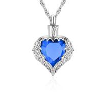 Dletay Cremation Jewelry for Ashes Crystal Heart Birthstone Urn Necklace for Ashes Memorial Ash Necklace for Women Ash Holder, Stainless Steel, No Gemstone
