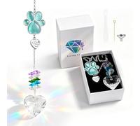 Dletay Pet Urns for Dogs Cat Ashes Crystal Suncatcher Heart Shaped Memorial Cremation Keepsake Bereavement Remembrance Paw Print Pet Loss Rainbow Bridge