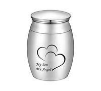 Dletay Small Cremation Keepsake Urns for Human Ashes Mini Cremation Urn Small Funeral Urns for Ashes Stainless Steel Cremation Funeral Urn-My Son My Angel