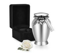 Dletay Small Urns for Human Ashes for dad 2.85 Inch Keepsake Urn with Heart Charm Mini Cremation Urn Stainless Steel Memorial Keepsake with Box