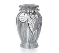 Dletay Small Urns for Human Ashes Keepsake 2.85 Inches Memorial Mini Cremation Urn for Women Men Aluminum Decorative Funeral Urns - Gray Marble