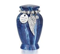 Dletay Small Urns for Human Ashes Keepsake 2.85 Inches Memorial Mini Cremation Urn for Women Men Aluminum Decorative Funeral Urns - Blue Marble