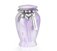 Dletay Small Urns for Human Ashes Keepsake 2.85 Inches Memorial Mini Cremation Urn for Women Men Aluminum Decorative Funeral Urns - Light Purple