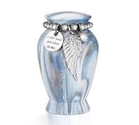 Dletay Small Urns for Human Ashes Keepsake 2.85 Inches Memorial Mini Cremation Urn for Women Men Aluminum Decorative Funeral Urns - Serene Blue-Green