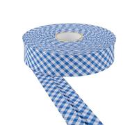 DLF 30mm Cotton Gingham Bias Binding Tape |Double Fold- 5m & 25m Options |Soft Edging for Sewing, Bunting, Crafts, Quilting, Piping & Garment Finishing(Royal Blue, 25m)