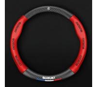 DLGJZS Car Steering Wheel Cover for Suzuki Jimny 2012-2018,Microfiber Leather Anti-slip Durable Automotive Steering Wheel Protector with Car Emblem Logo Interior Accessories,C