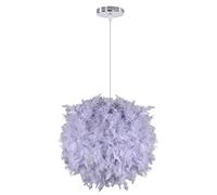 DLGLOLIN Grey Feather Chandelier Pendant Light Decoration Ceiling Lighting E27 Indoor Hanging Lamp for Children's Bedroom Girl Baby, 35 cm