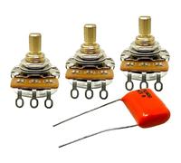 Dlh western 250K Split Shaft Audio Pots with .047uf Orange Drop Cap for Fender Strat, Pack of 3