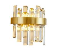 DLHH Gold Wall Sconce, Bathroom Vanity Light, Modern Crystal Wall Sconces, Crystal Wall Light Fixtures, Bedside Wall Mount Indoor Lamp, for Living Room Bedroom Hallway Foyer,