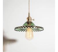 DLHH Indoor, Indoor Simple Restaurant Old Shanghai Cafe Retro Pleated Craftsmanship - Copper LED Bedside Single Head Fresh Glass Skirt Small Chand,for kitche