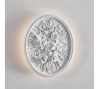 DLHH Modern Floral Wall Sconce Round Resin LED Wall Lamp Wabi Sabi Imitation Plaster Wall Light Relief Texture, 7W 3000K White Postmodern Art Wall Lighting Fixture For Living Room Hallw