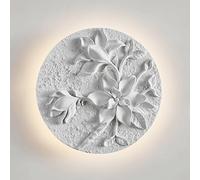DLHH Modern Floral Wall Sconce Round Resin LED Wall Lamp Wabi Sabi Imitation Plaster Wall Light Relief Texture, 7W 3000K White Postmodern Art Wall Lighting Fixture For Living Room Hallw