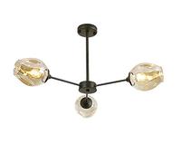 DLHH , Modern Hanging Pendant Light Elegant Semi Flush Mount Ceiling Light Fixtures Adjustable Compatible with Living Room Restaurant E27(Cognac,Black 3 head)