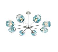 DLHH , Modern Hanging Pendant Light Elegant Semi Flush Mount Ceiling Light Fixtures Adjustable Compatible with Living Room Restaurant E27(Blue,Silver 8 head)
