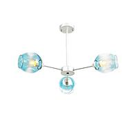 DLHH , Modern Hanging Pendant Light Elegant Semi Flush Mount Ceiling Light Fixtures Adjustable Compatible with Living Room Restaurant E27(Blue,Silver 3 head)