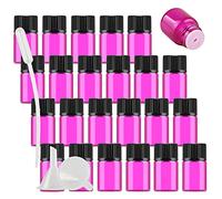 DLIBUY 100 Pack Mini 2ml Empty Pink Glass Vials Essential Oil Bottles with Orifice Reducer Black Cap for Essential Oils Lab Chemicals Cosmetic Colognes Perfume Aromatherapy Sample Bottles