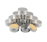 DLIBUY 12 Pcs 50ml 50g Empty Round Silver Aluminum Tin Jars with Screw Lids Cosmetics Lip Balm Containers Pots for DIY Candle, Salve Powder, Crafts, Storage Cans 3 Alu Spoon, 12 Labels