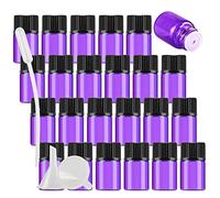 DLIBUY 50 Pack Mini 2ml Empty Purple Glass Vials Essential Oil Bottles with Orifice Reducer Black Cap for Essential Oils Lab Chemicals Cosmetic Colognes Perfume Aromatherapy Sample Bottles