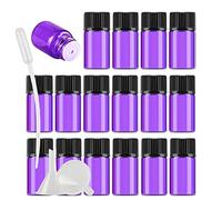 DLIBUY 50 Pack Mini 3ml Empty Purple Glass Vials Essential Oil Bottles with Orifice Reducer Black Cap for Essential Oils Lab Chemicals Cosmetic Colognes Perfume Aromatherapy Sample Bottles