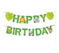 Dlicsy Animal Happy Birthday Banner, Safari Jungle Animal Birthday Banner, Forest Themed Party Decoration, Paper Bunting Garland Set