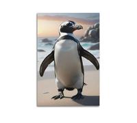DLJGDS Animal Beach Sunset Standing Penguin Decorative Painting Canvas Wall Posters And Modern Family Bedroom Decor 12x18inch(30x45cm)
