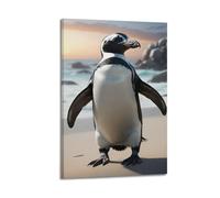 DLJGDS Animal Beach Sunset Standing Penguin Decorative Painting Canvas Wall Posters And Modern Family Bedroom Decor 16x24inch(40x60cm)