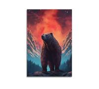 DLJGDS Animal Bear Standing with Head Held High Among Mountains Decorative Painting Canvas Wall Posters And Modern Family Bedroom Decor 24x36inch(60x90cm)