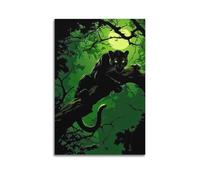 DLJGDS Animal Black Panther on Tree Branch at Moonlit Night Decorative Painting Canvas Wall Posters And Modern Family Bedroom Decor 08x12inch(20x30cm)