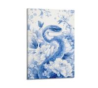 DLJGDS Animal Blue Snake Coiled Among Flowers Decorative Painting Canvas Wall Posters And Modern Family Bedroom Decor 12x18inch(30x45cm)