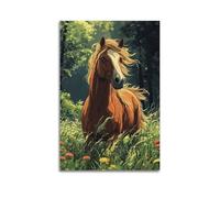 DLJGDS Animal Brown Horse Standing Among Flowers in The Forest Decorative Painting Canvas Wall Posters And Modern Family Bedroom Decor 08x12inch(20x30cm)