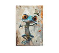 DLJGDS Animal Cartoon Tree Frog with Tapeworm Decorative Painting Canvas Wall Posters And Modern Family Bedroom Decor 16x24inch(40x60cm)