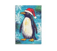 DLJGDS Animal Christmas Elements Decorated Standing Penguin Decorative Painting Canvas Wall Posters And Modern Family Bedroom Decor 12x18inch(30x45cm)