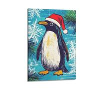 DLJGDS Animal Christmas Elements Decorated Standing Penguin Decorative Painting Canvas Wall Posters And Modern Family Bedroom Decor 24x36inch(60x90cm)