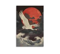 DLJGDS Animal Crane Dashing through Dark Clouds Under Blood Moon Decorative Painting Canvas Wall Posters And Modern Family Bedroom Decor 24x36inch(60x90cm)