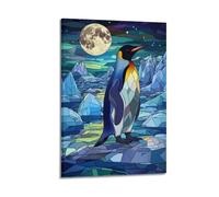 DLJGDS Animal Glacier Moonlit Night Standing Penguin Decorative Painting Canvas Wall Posters And Modern Family Bedroom Decor 12x18inch(30x45cm)