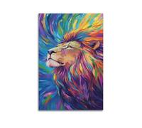 DLJGDS Animal Lion Colorful Mane Image in Oil Painting Style Decorative Painting Canvas Wall Posters And Modern Family Bedroom Decor 16x24inch(40x60cm)
