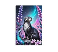 DLJGDS Animal Otter Among Flowers in Dreamy Colors Decorative Painting Canvas Wall Posters And Modern Family Bedroom Decor 24x36inch(60x90cm)