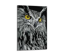 DLJGDS Animal Owl Gazing Among Geometric Lines Decorative Painting Canvas Wall Posters And Modern Family Bedroom Decor 12x18inch(30x45cm)