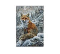 DLJGDS Animal Patterned Fox Sitting in The Snow Decorative Painting Canvas Wall Posters And Modern Family Bedroom Decor 12x18inch(30x45cm)