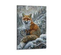 DLJGDS Animal Patterned Fox Sitting in The Snow Decorative Painting Canvas Wall Posters And Modern Family Bedroom Decor 08x12inch(20x30cm)