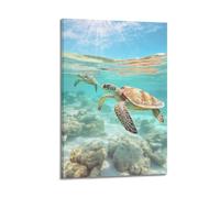 DLJGDS Animal Shallow Sea Rocks Among Swimming Sea Turtles Decorative Painting Canvas Wall Posters And Modern Family Bedroom Decor 16x24inch(40x60cm)