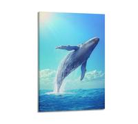 DLJGDS Animal Whale Leaping Out of Wave Crests Under Sunlight Decorative Painting Canvas Wall Posters And Modern Family Bedroom Decor 16x24inch(40x60cm)