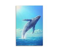 DLJGDS Animal Whale Leaping Out of Wave Crests Under Sunlight Decorative Painting Canvas Wall Posters And Modern Family Bedroom Decor 16x24inch(40x60cm)
