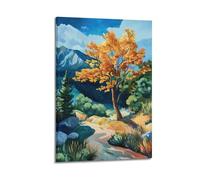 DLJGDS Autumn Tree with Mountain And Path Landscape Artwork Decorative Painting Canvas Wall Posters And Modern Family Bedroom Decor 20x30inch(50x75cm)