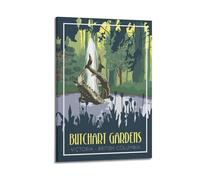 DLJGDS Butchart Gardens Victoria Bc Vintage Travel Decorative Painting Canvas Wall Posters And Modern Family Bedroom Decor 20x30inch(50x75cm)