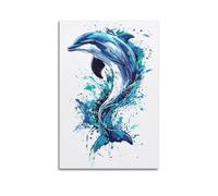 DLJGDS Dolphin Leaping Out of Blue Splashes Decorative Painting Canvas Wall Posters And Modern Family Bedroom Decor 20x30inch(50x75cm)