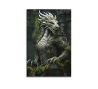 DLJGDS Fantasy Creatures Poster Handsome Dragon Statue Decorative Painting Canvas Wall Posters And Modern Family Bedroom Decor 08x12inch(20x30cm)
